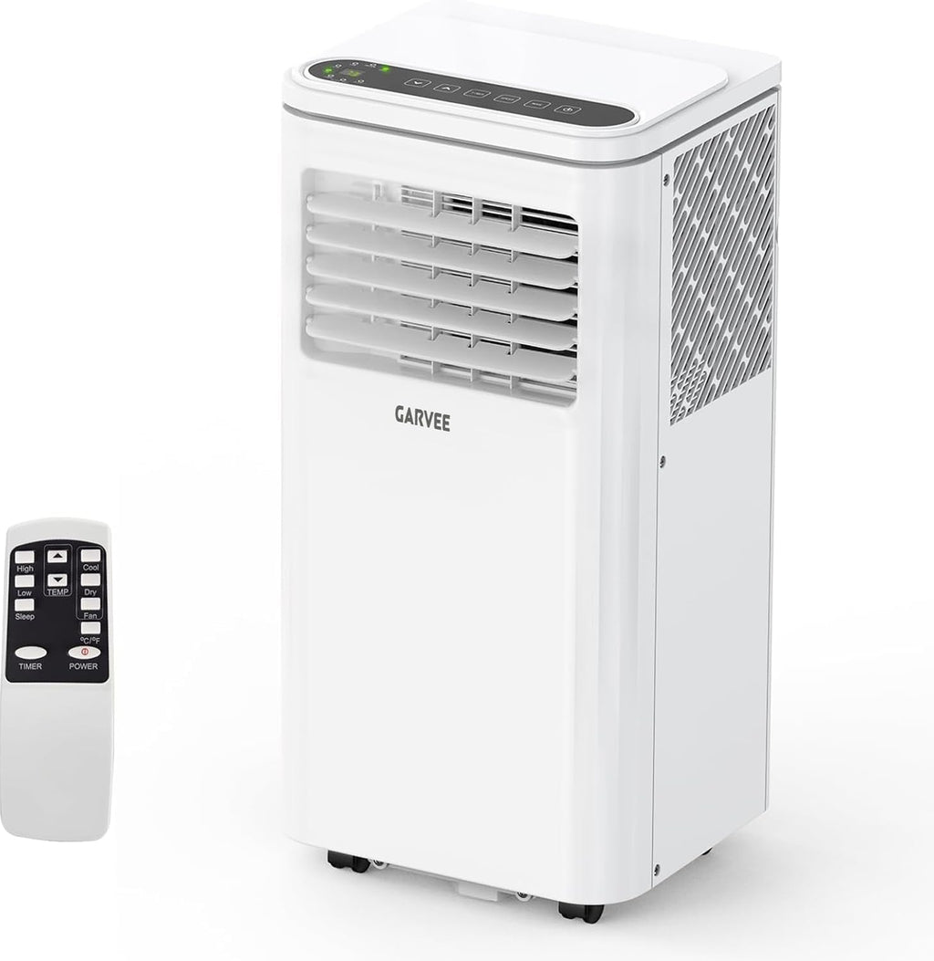 Garvee 8,000 BTU AC Unit, 3-in-1 Portable Air Conditioner with Cooling, Dehumidifier & Fan for Rooms up to 350 sq.ft, Remote Control, Sleep Mode, Timer & Window Kit
