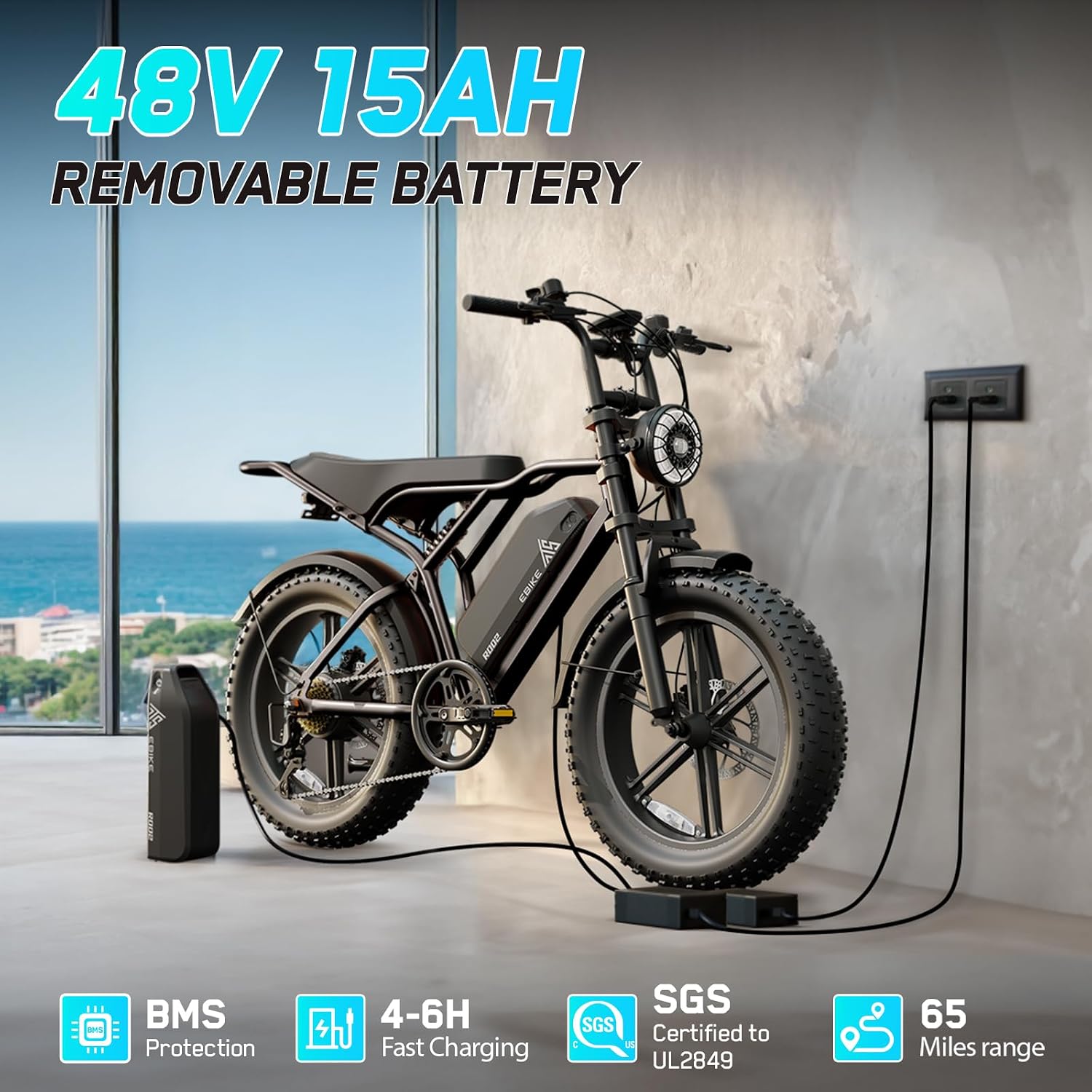TST Electric Bike for Adults 1500W Peak 20" Fat Tire All-Terrain E-Bike 60/110 Miles Electric Dirt Bike - 48V 15/25 AH Battery Tested to UL 2849 Powered Electric Bicycle