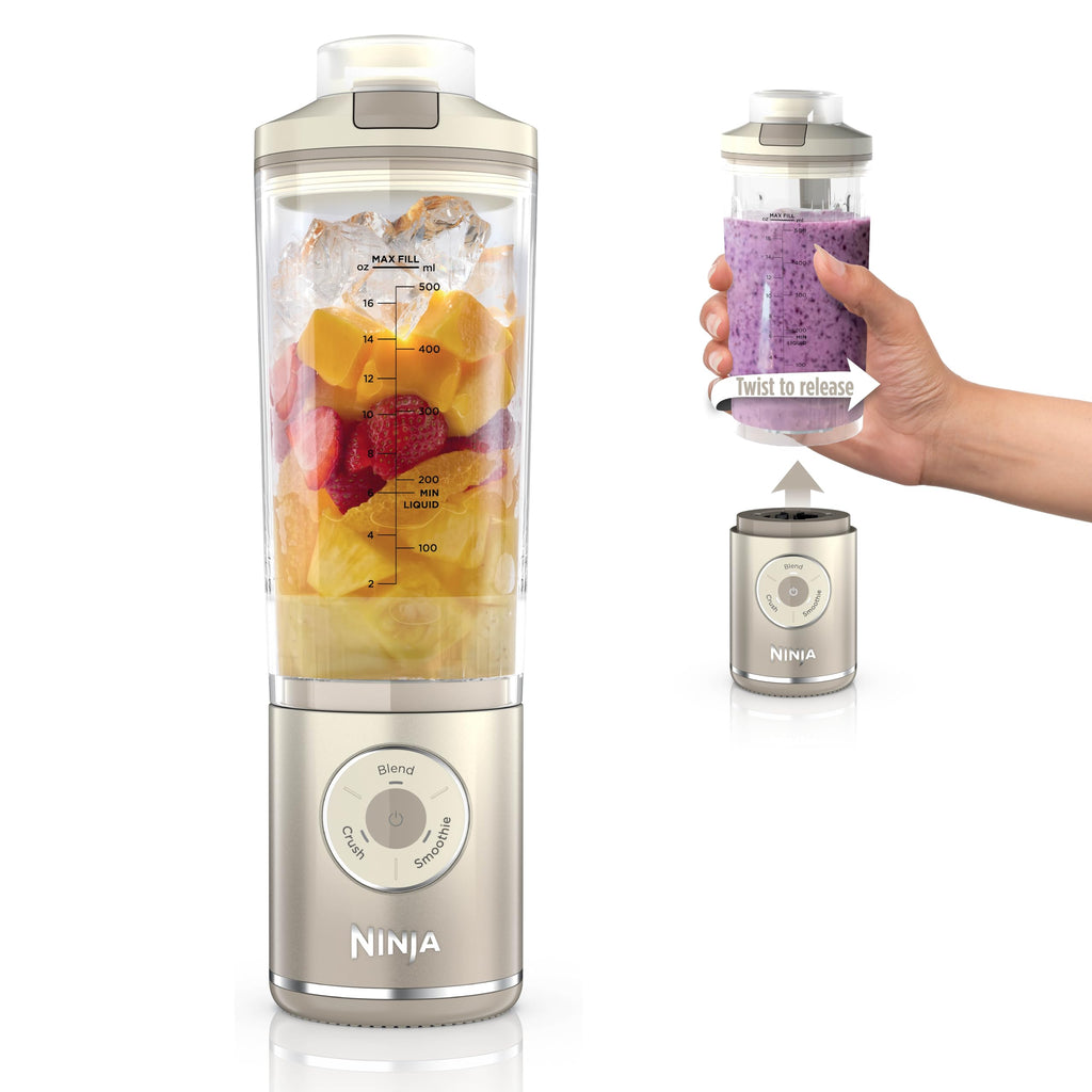 Ninja Blast Max, Portable & Personal Blender + Twist & Go, Smoothie, Blend, Ice Crush, 3 Programs, Cordless, 22 oz removable Vessel, Dishwasher Safe, Leakproof, Grey, BC251GY
