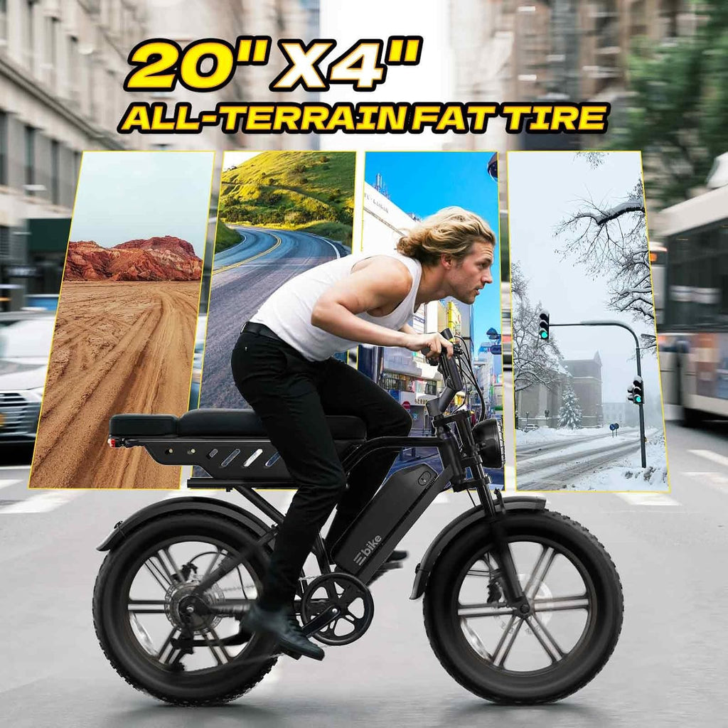 TST Electric Bike for Adults, 1500W Peak Motor 60 Miles Fat Tire Ebike with 48V 15Ah Removable Battery 20" Fat Tire Electric Bike, Dual Suspension，R9