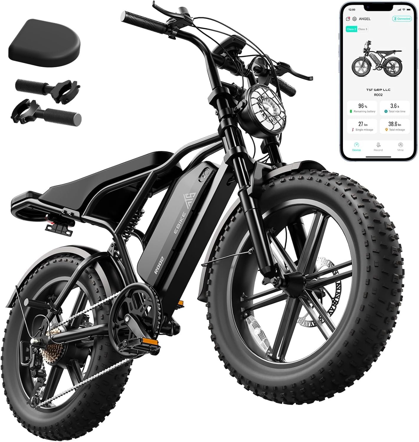 TST Electric Bike for Adults 1500W Peak 20" Fat Tire All-Terrain E-Bike 60/110 Miles Electric Dirt Bike - 48V 15/25 AH Battery Tested to UL 2849 Powered Electric Bicycle