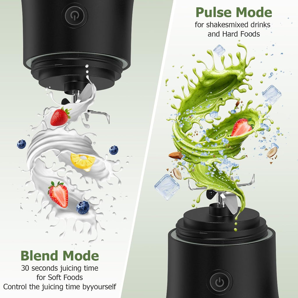 CC Store Portable Blender, USB-C Rechargeable Personal Blender for Shakes and Smoothies, 2o oz Leakproof Travel Cup with Pulse Mode & LED Light, BPA Free, Cordless for Home Gym Office Travel, Black