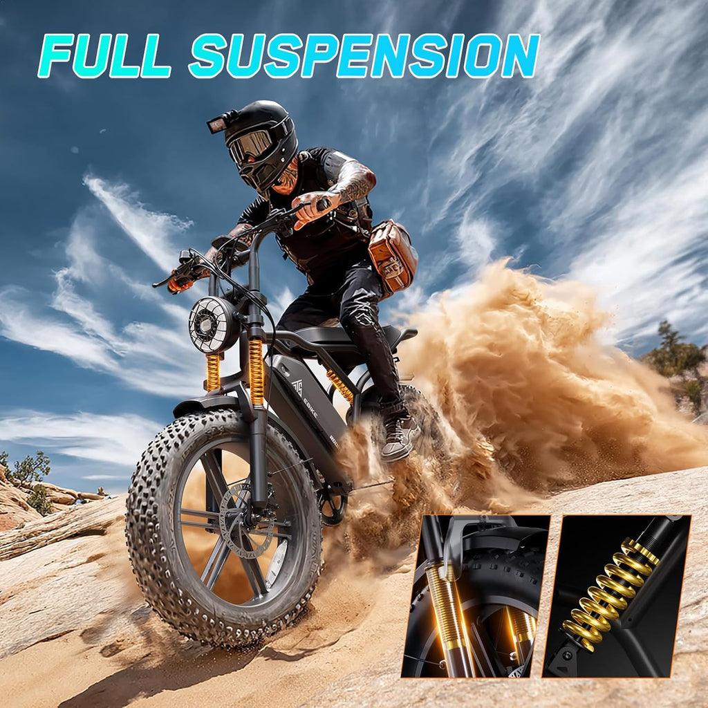 TST Electric Bike for Adults 1500W Peak 20" Fat Tire All-Terrain E-Bike 60/110 Miles Electric Dirt Bike - 48V 15/25 AH Battery Tested to UL 2849 Powered Electric Bicycle