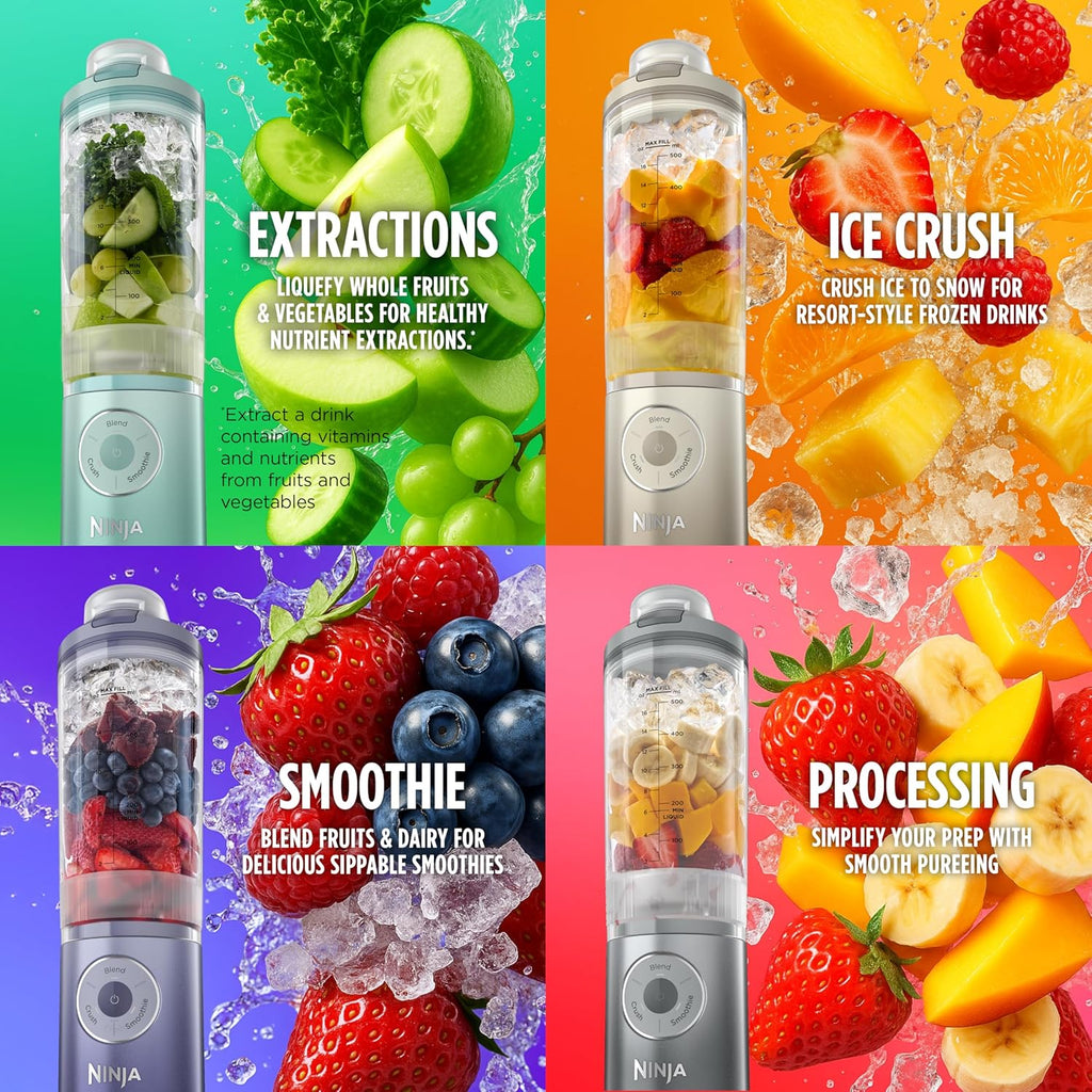 Ninja Blast Max, Portable & Personal Blender + Twist & Go, Smoothie, Blend, Ice Crush, 3 Programs, Cordless, 22 oz removable Vessel, Dishwasher Safe, Leakproof, Grey, BC251GY
